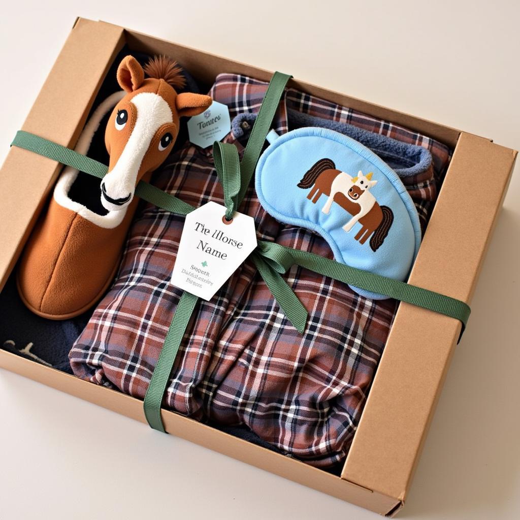 Men's horse pajamas gift set with slippers and eye mask