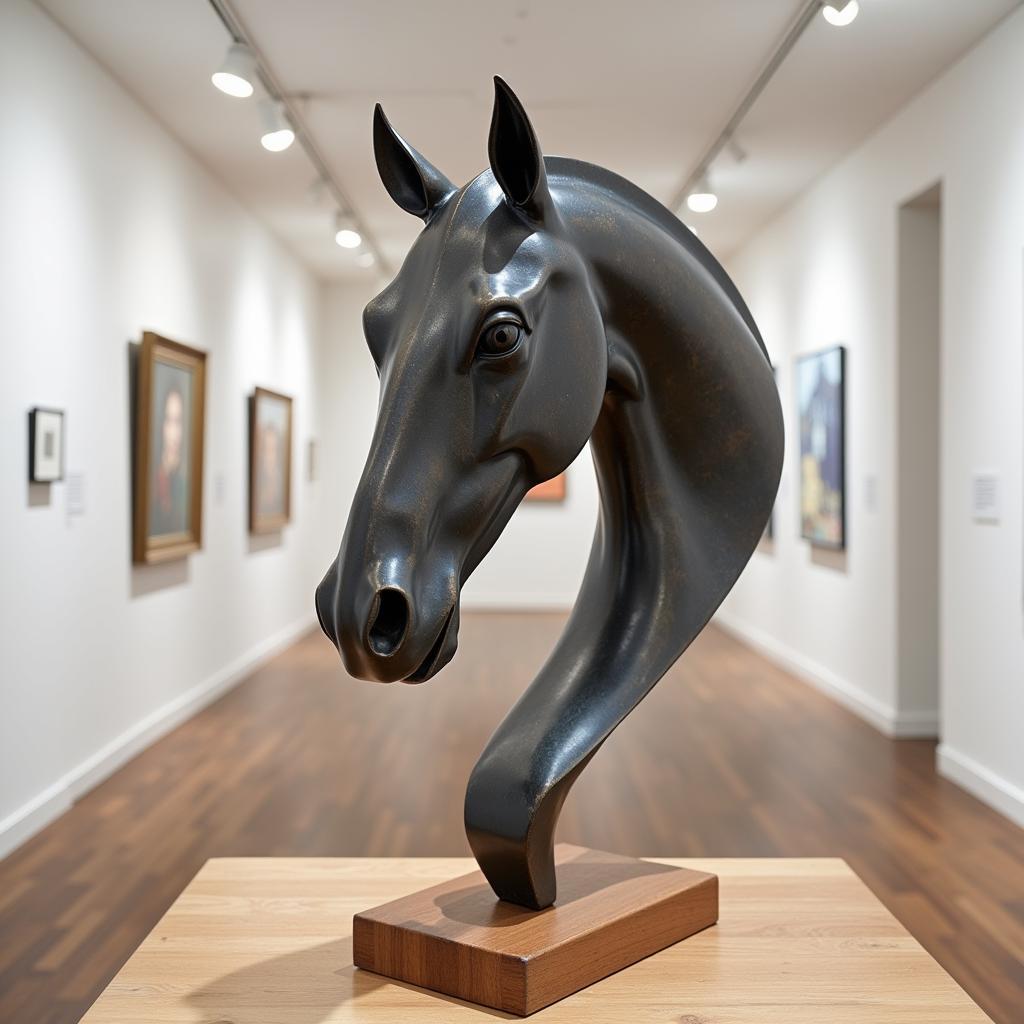 Modern Metal Horse Head Sculpture