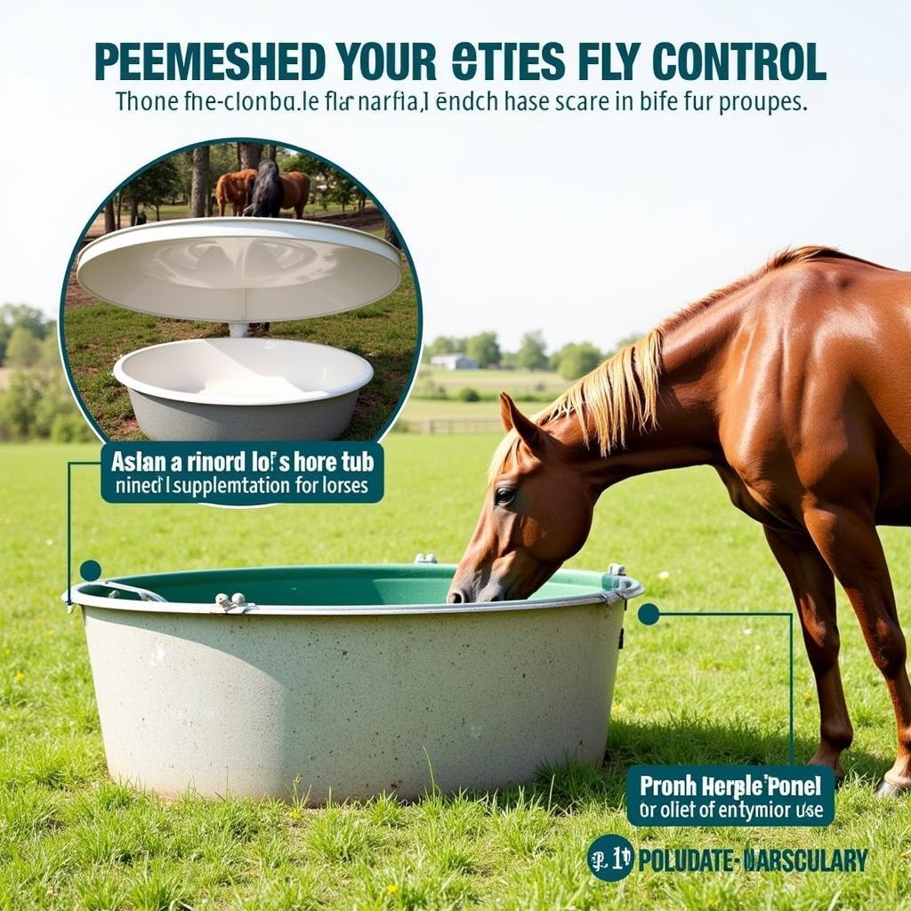 Mineral Lick Tub with Integrated Fly Control for Horses