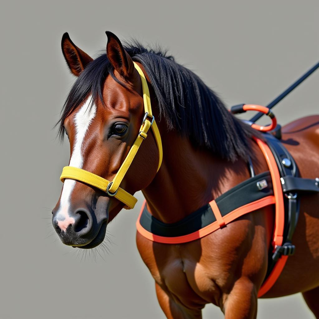 Miniature Horse in a Driving Harness