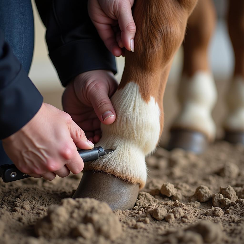 Miniature Horse Hoof Inspection Before Show