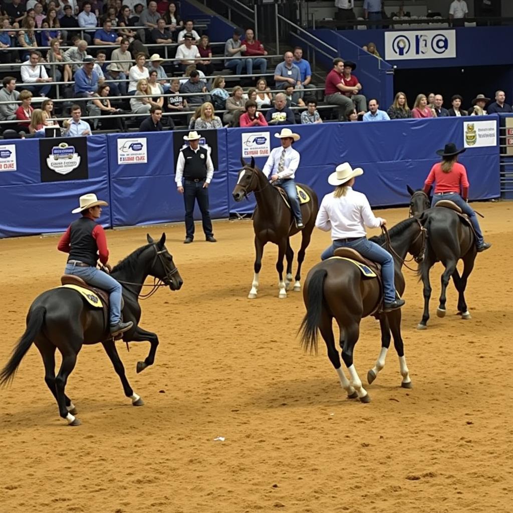 Paint Horses compete at a Nebraska Paint Horse Club show