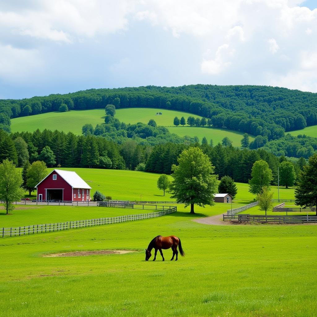 Scenic view of a horse property in New Hampshire