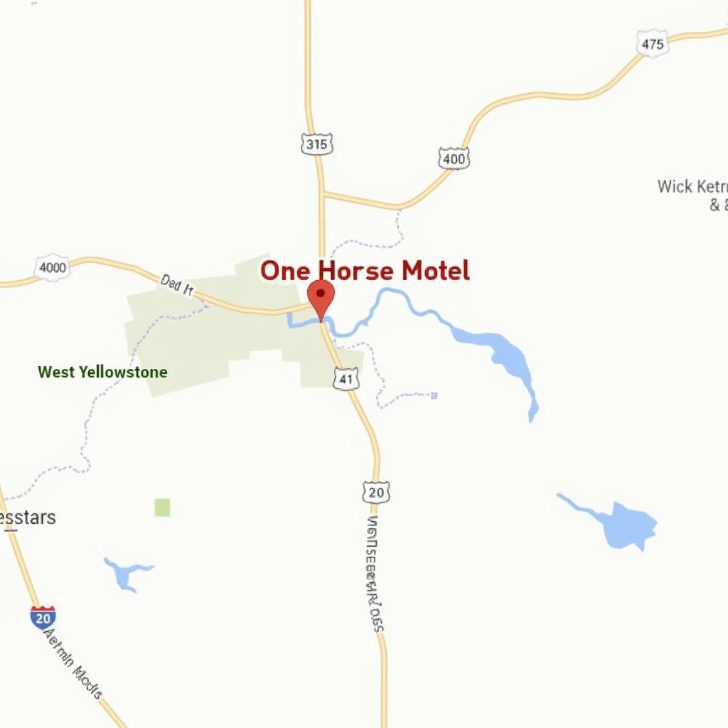 One Horse Motel Location Map in West Yellowstone