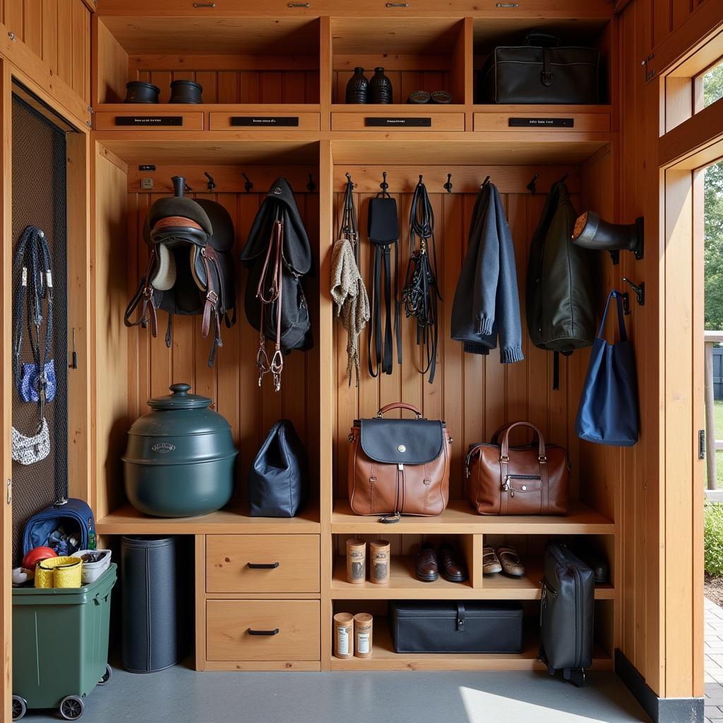 Organized Tack Locker with Horse Supplies