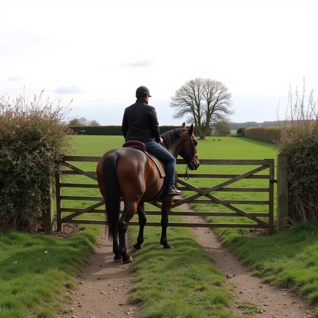 Horse rider following the Countryside Code in Oxfordshire