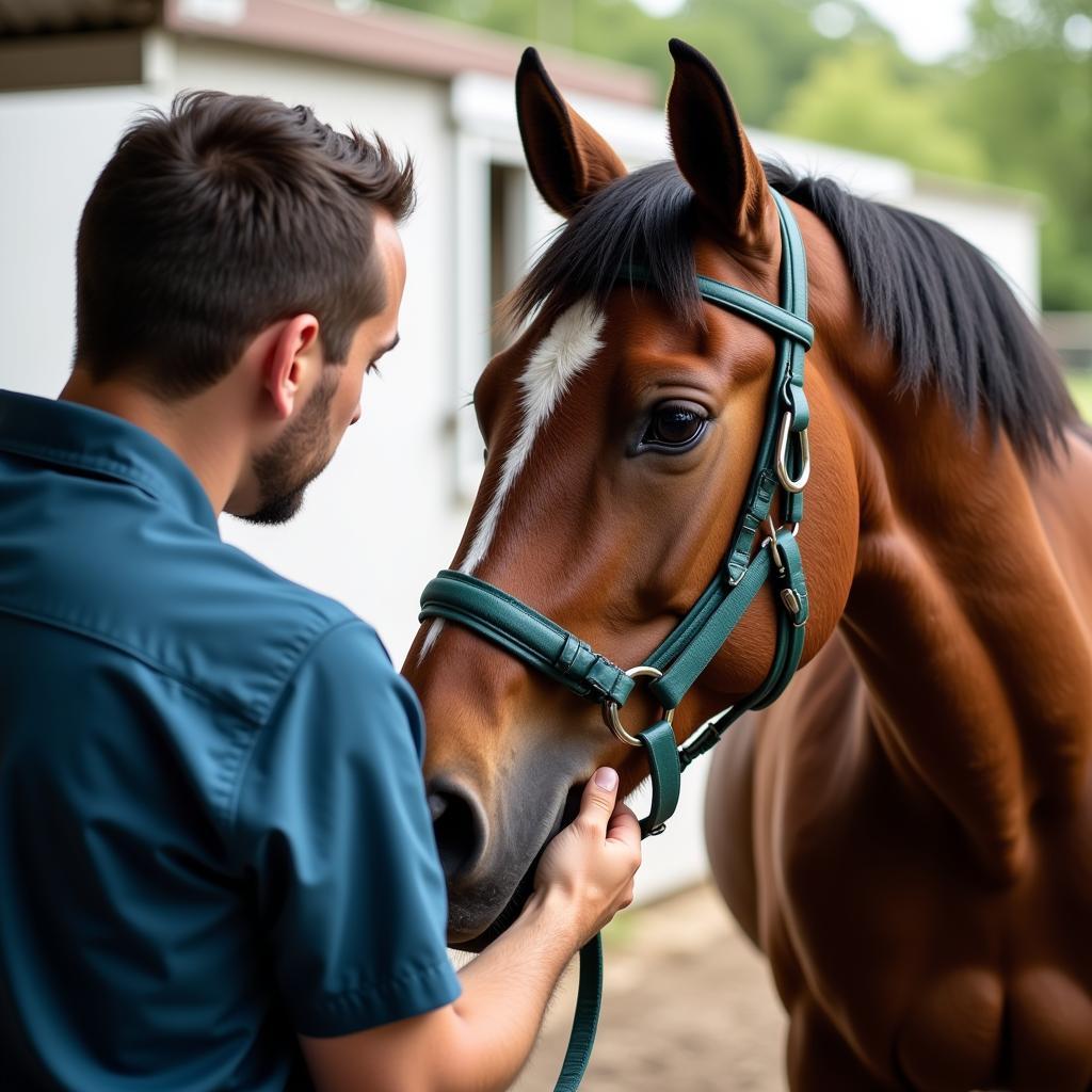 Veterinarian Examining Horse