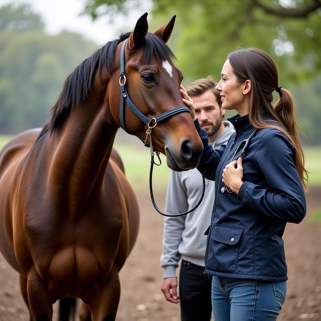 A veterinarian conducts a pre-purchase examination on a horse.