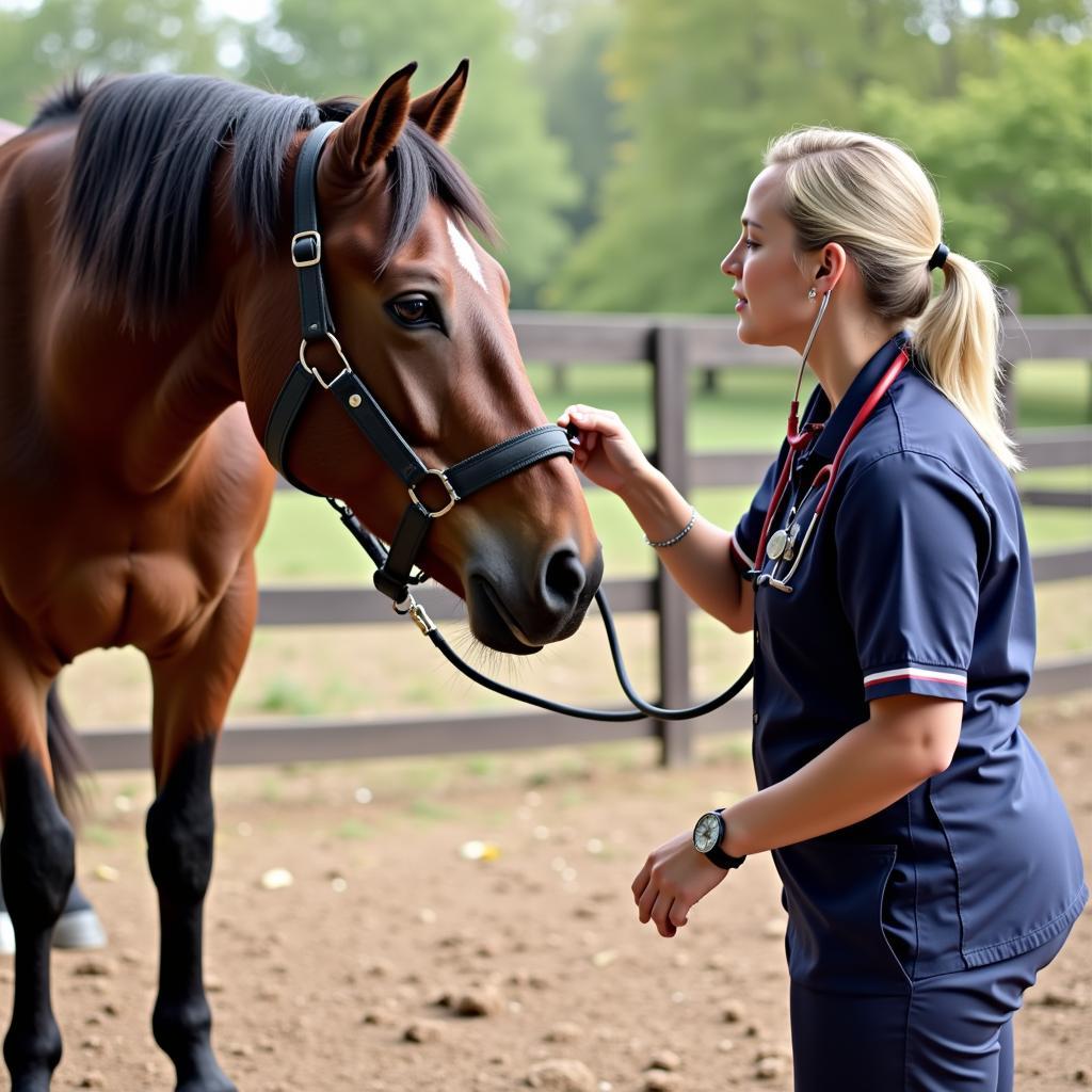 Veterinarian Performing a Pre-Purchase Exam on a Horse