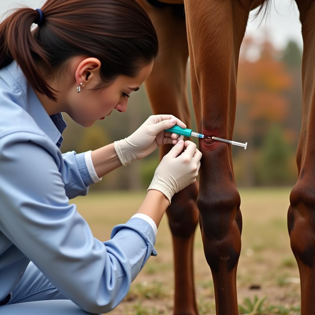 PRP Injection into Horse Leg