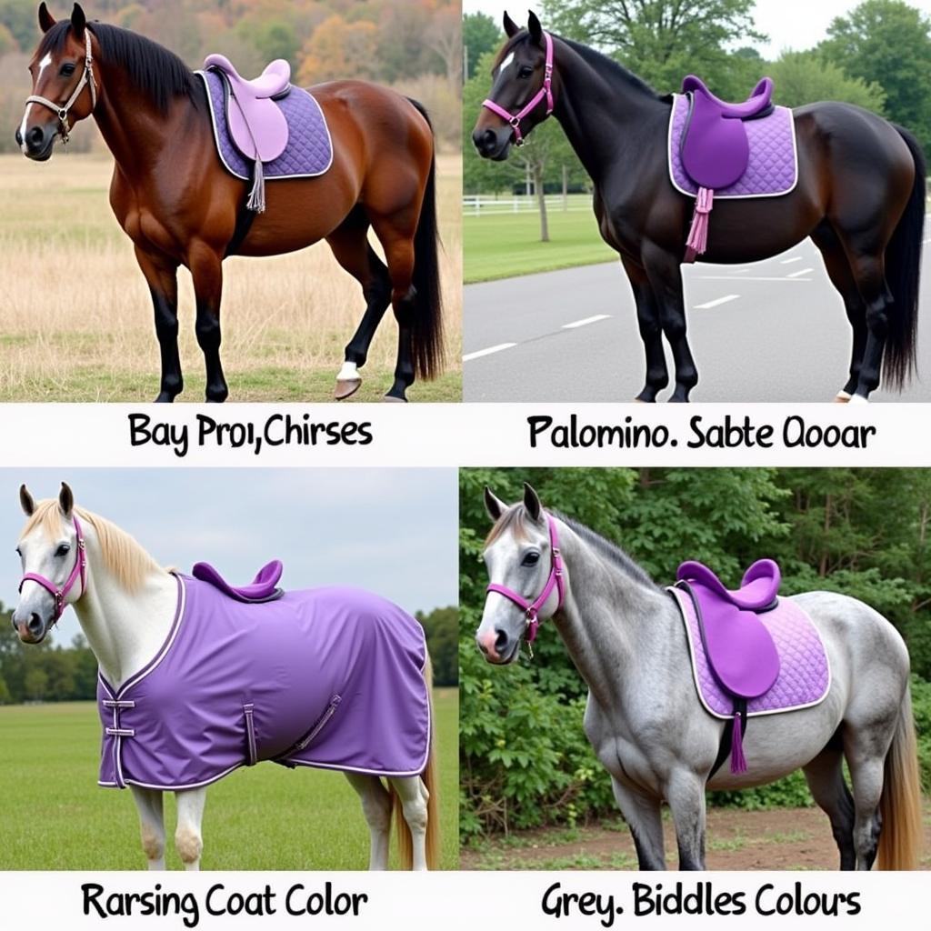 Purple tack on different coat colors