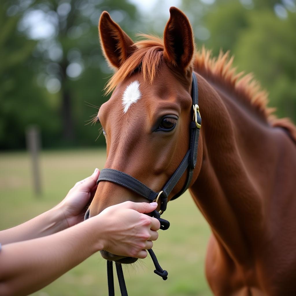 Putting a Halter on a Young Horse