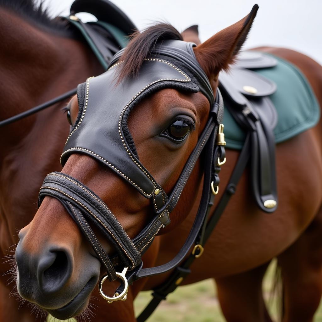 Race Horse Tack: Saddle and Bridle Fitted on a Thoroughbred