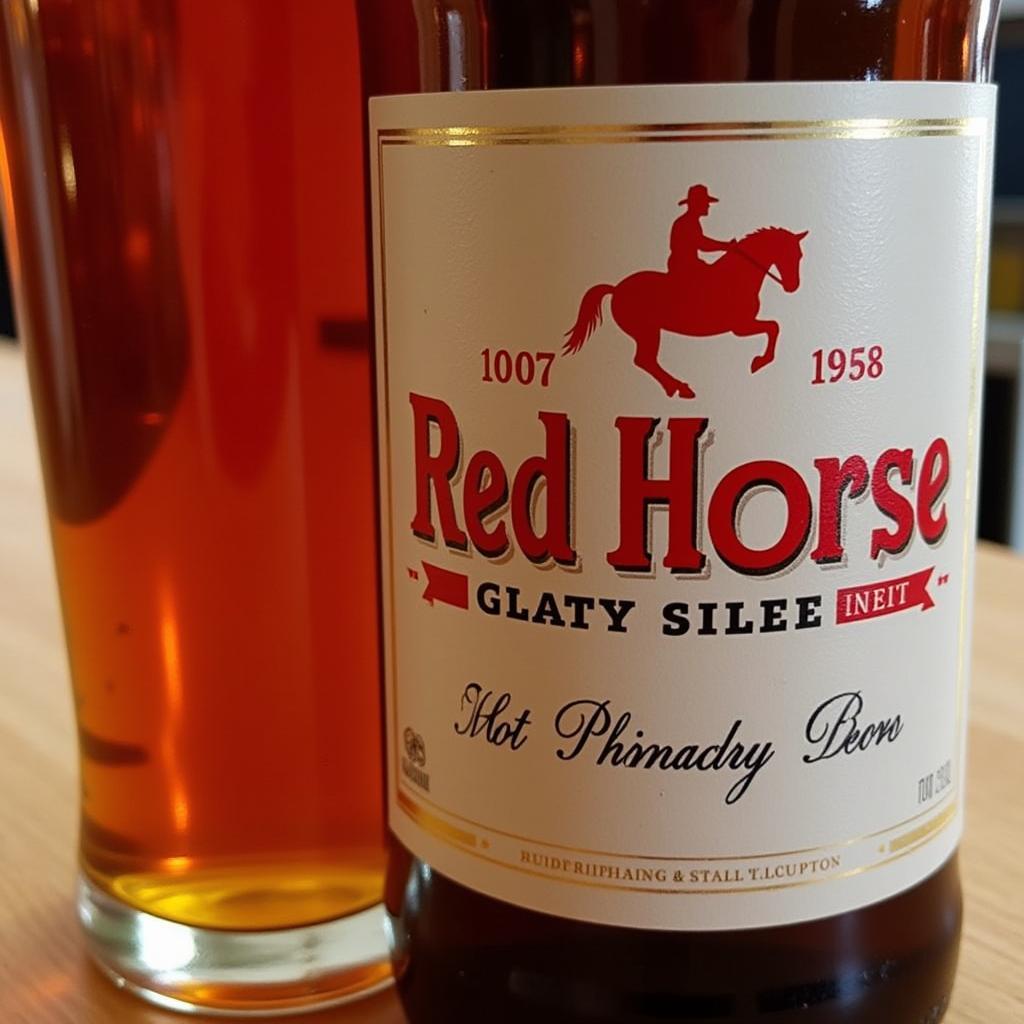 Red Horse Beer Bottle Close-up