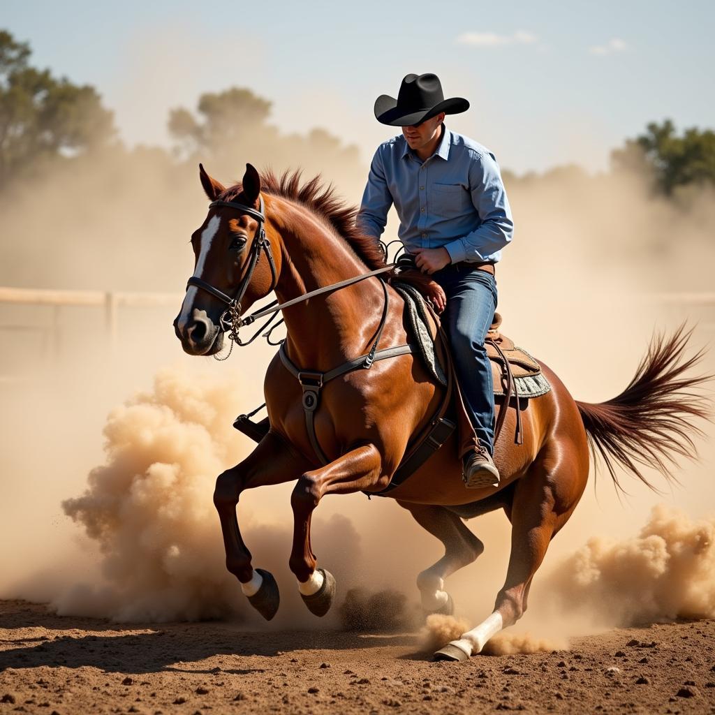 Reining Horse Performing a Sliding Stop