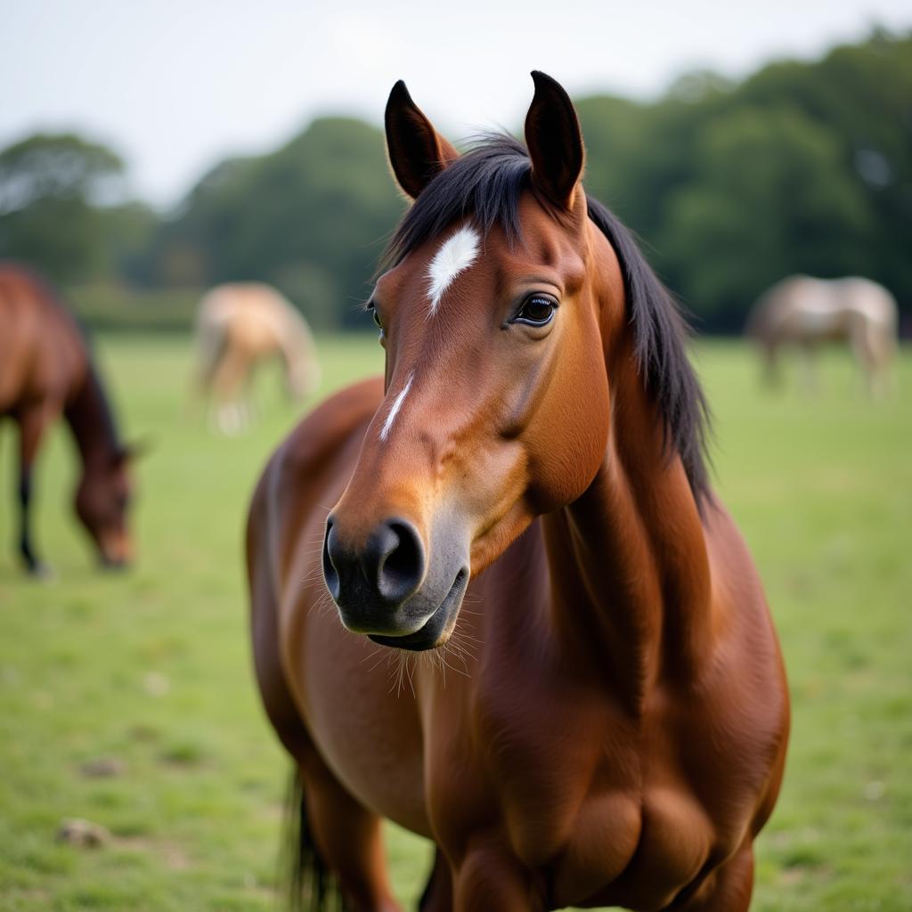 Relaxed and Focused Horse in Paddock