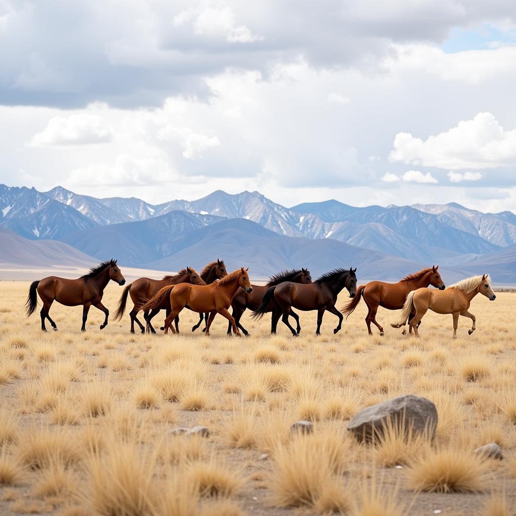 Wild horses roaming freely in the Reno area