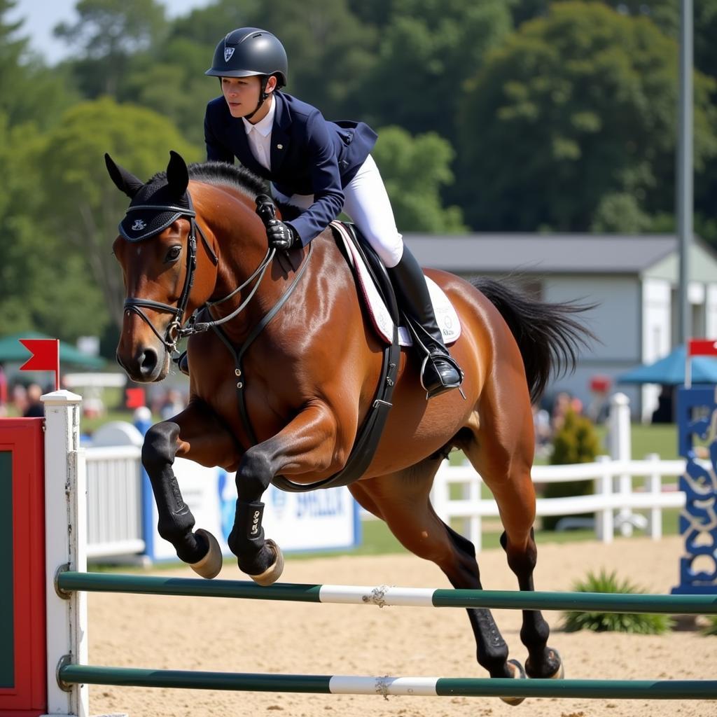 Rider and horse in perfect harmony during a jumping competition