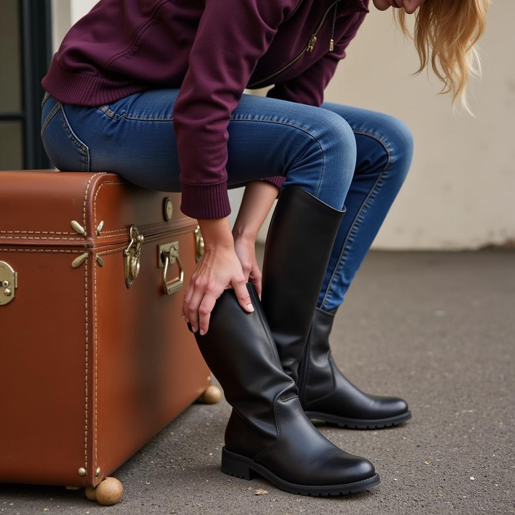 Rider Trying on Riding Boots for Fit