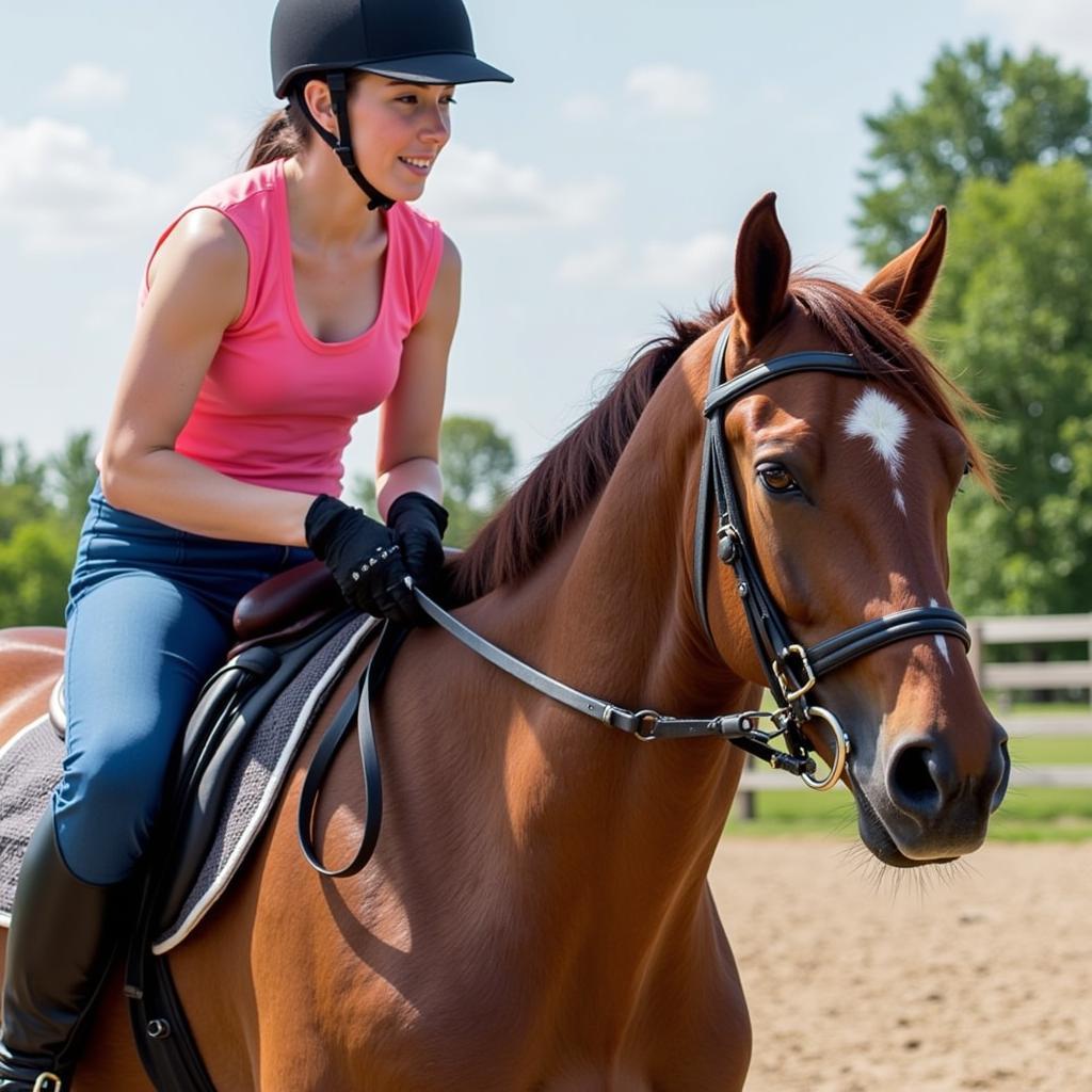 Rider Using Split Reins on a Horse