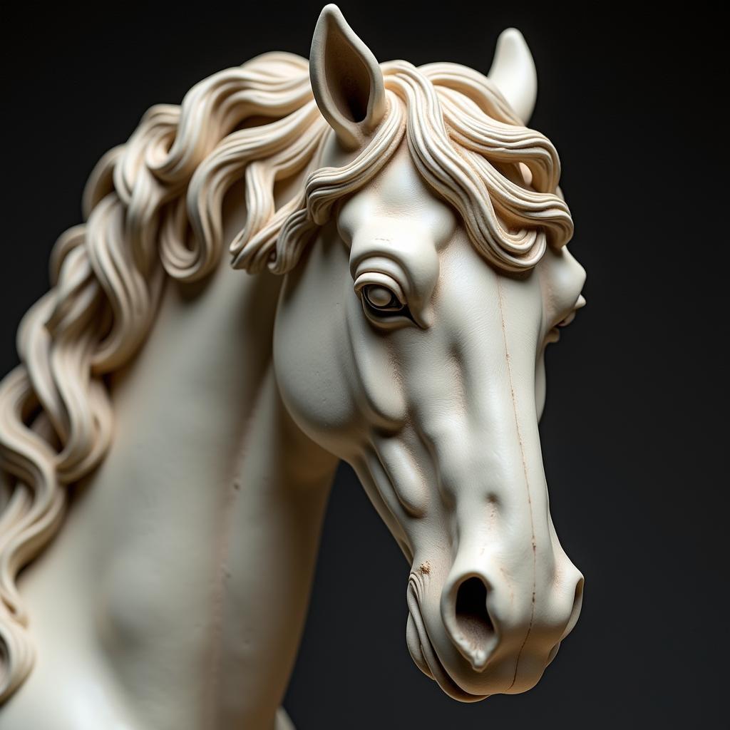 Close-up of a Santini Horse Sculpture Showing Exquisite Detailing