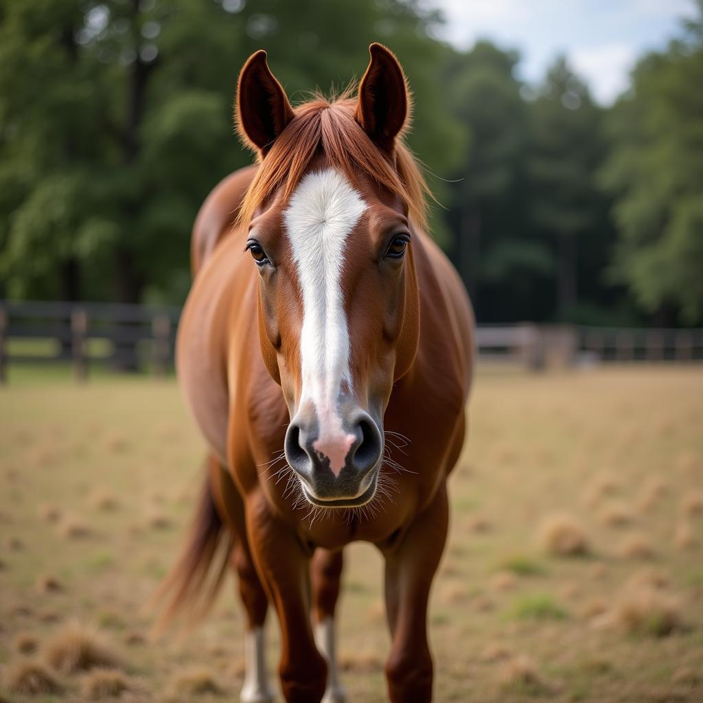 Scared Horse Showing Body Language of Fear