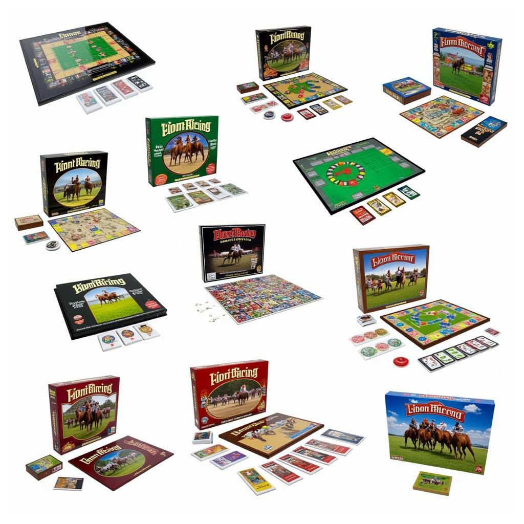 Different types of horse racing board games are displayed.