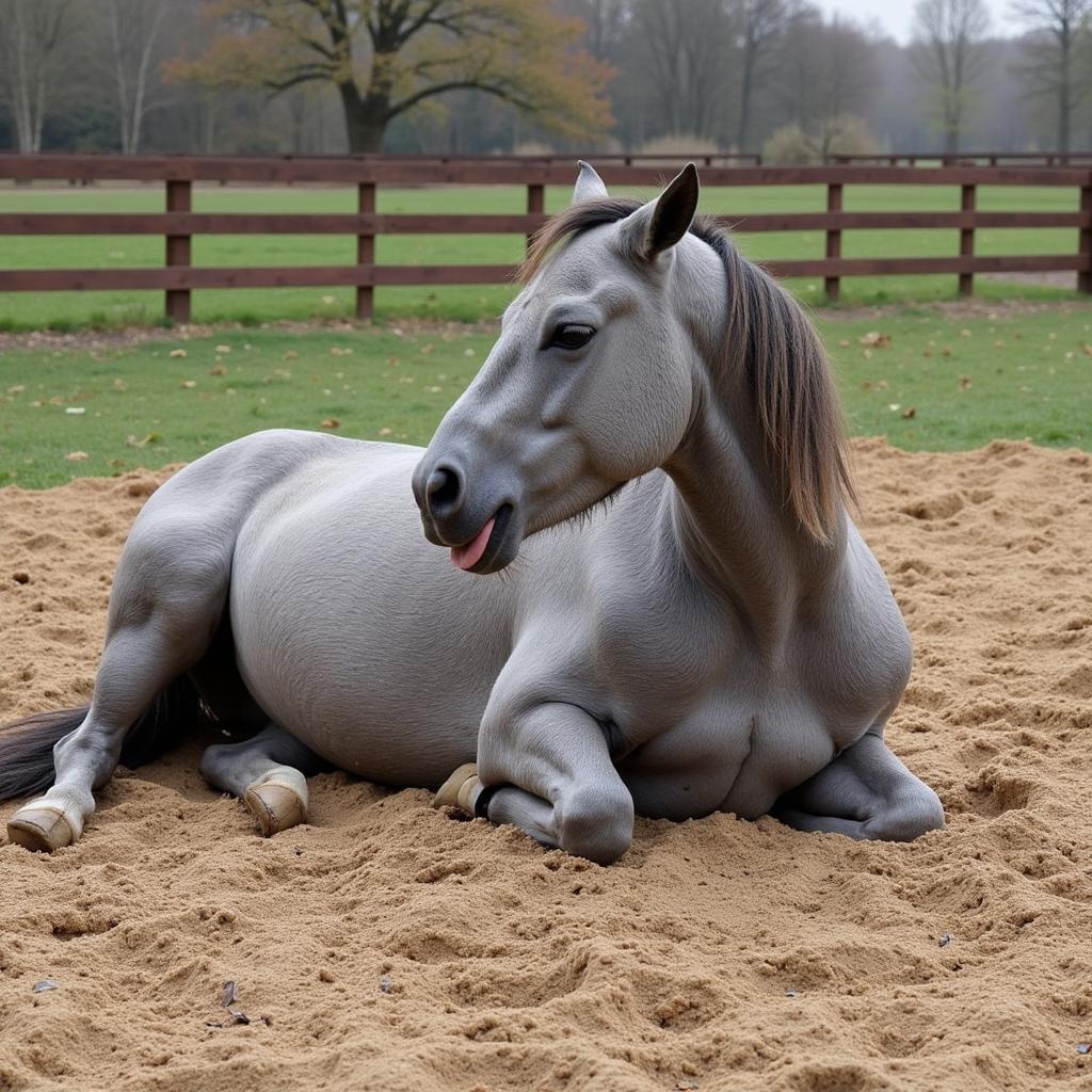 Senior Horse Resting Comfortably