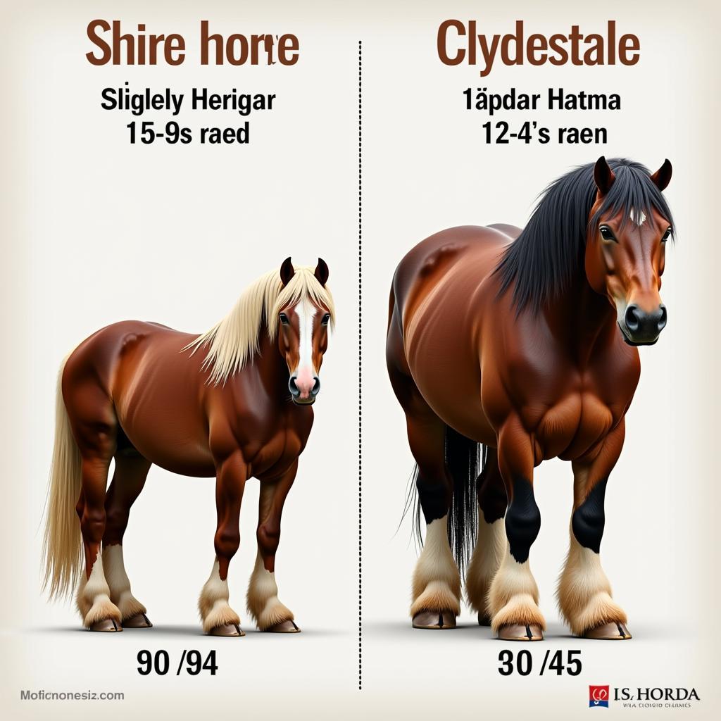 Shire Horse and Clydesdale Size Comparison