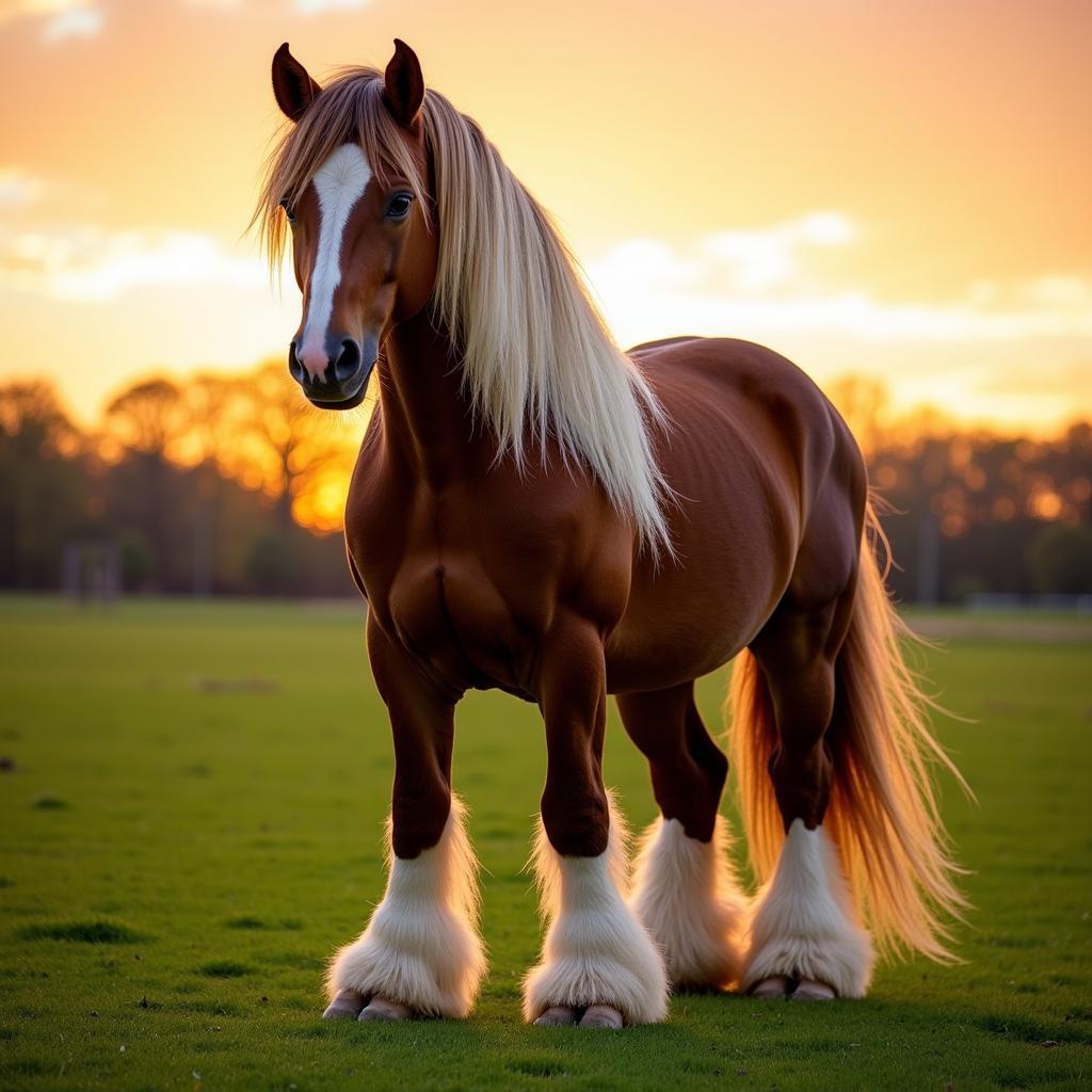 Shire Horse Standing Majestically in a Field