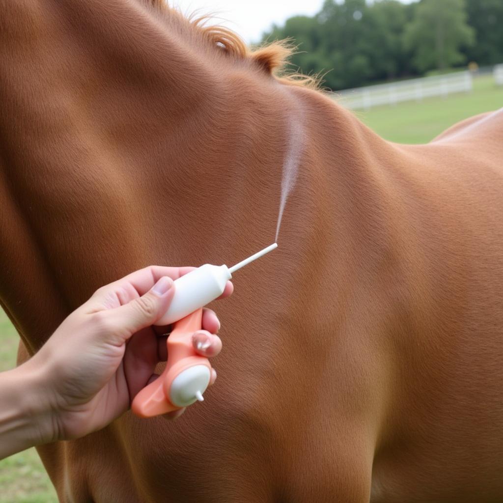 Applying Spot-on Fly Control to a Horse