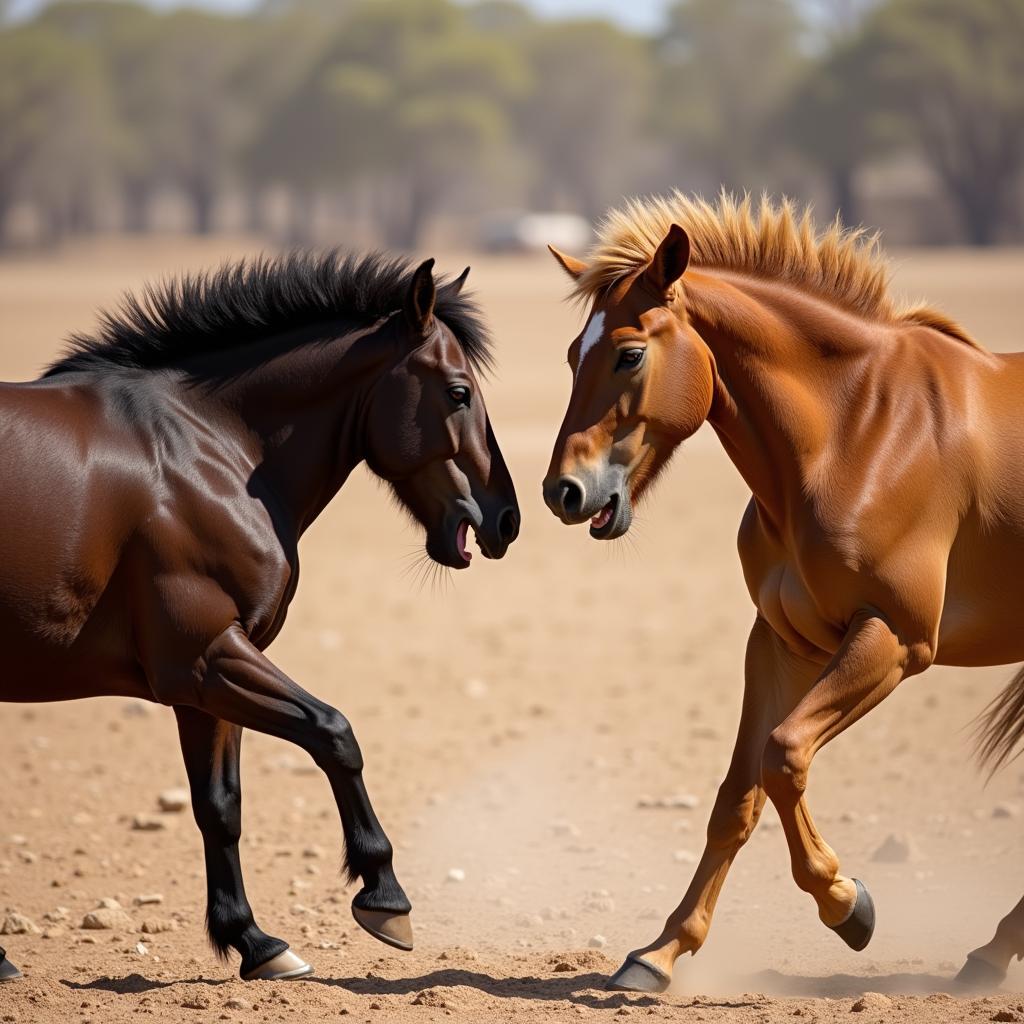 Stallions Posturing Before a Fight