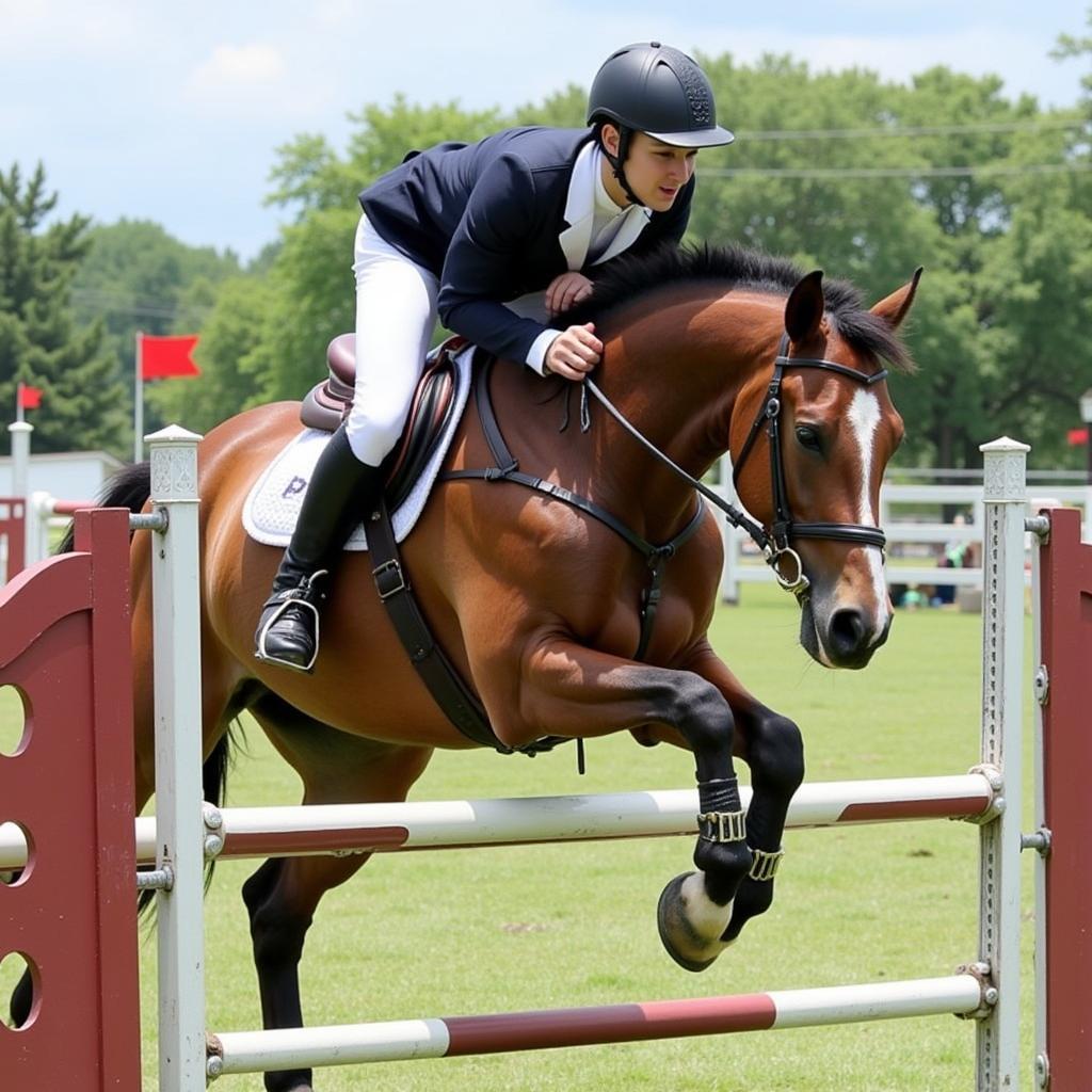 Strong Horse Jumping Effectively with a Pelham Bit