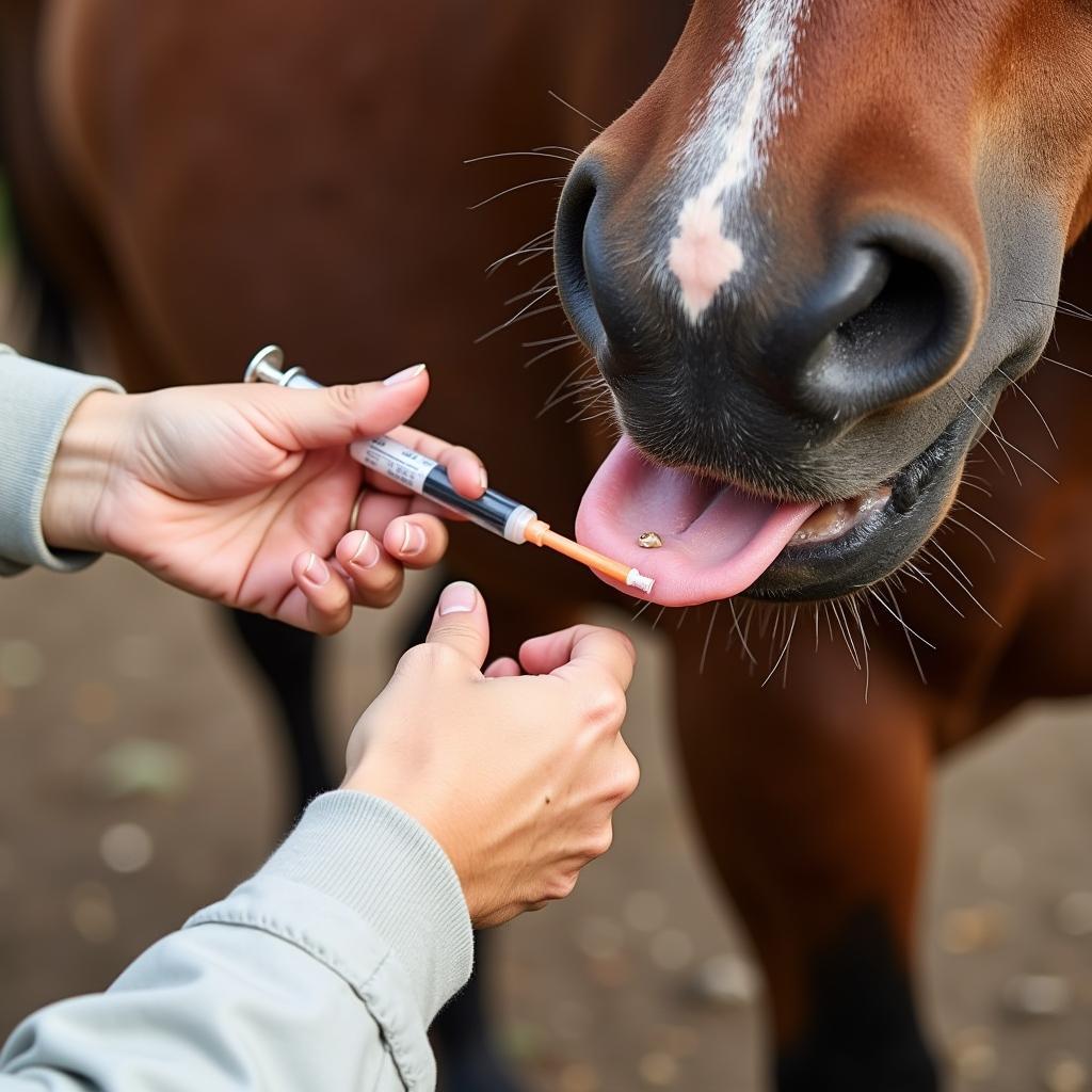 Administering Strongid Horse Dewormer Paste