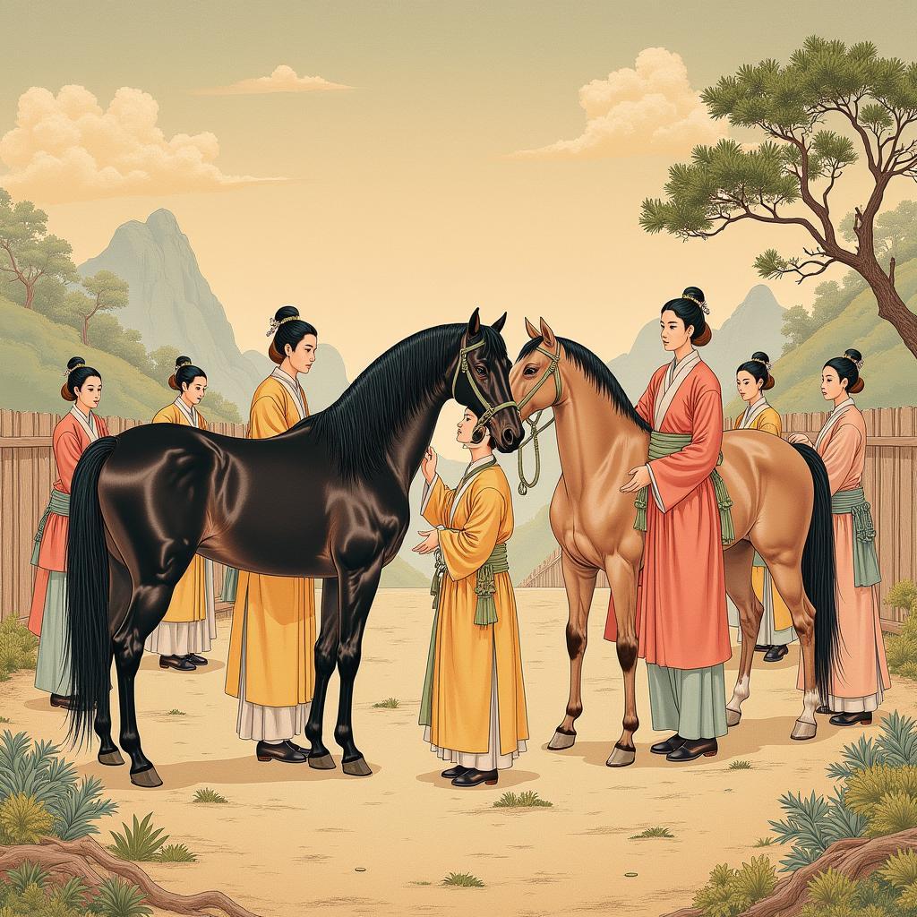 Tang Dynasty Horse Breeding Scene