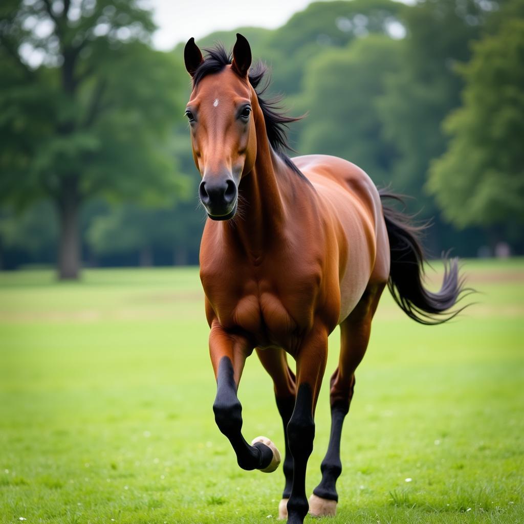 Thoroughbred Horse Running in Field