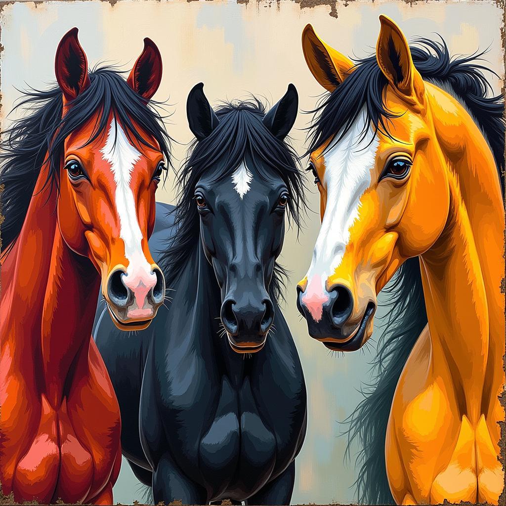 Three Horses Abstract Painting