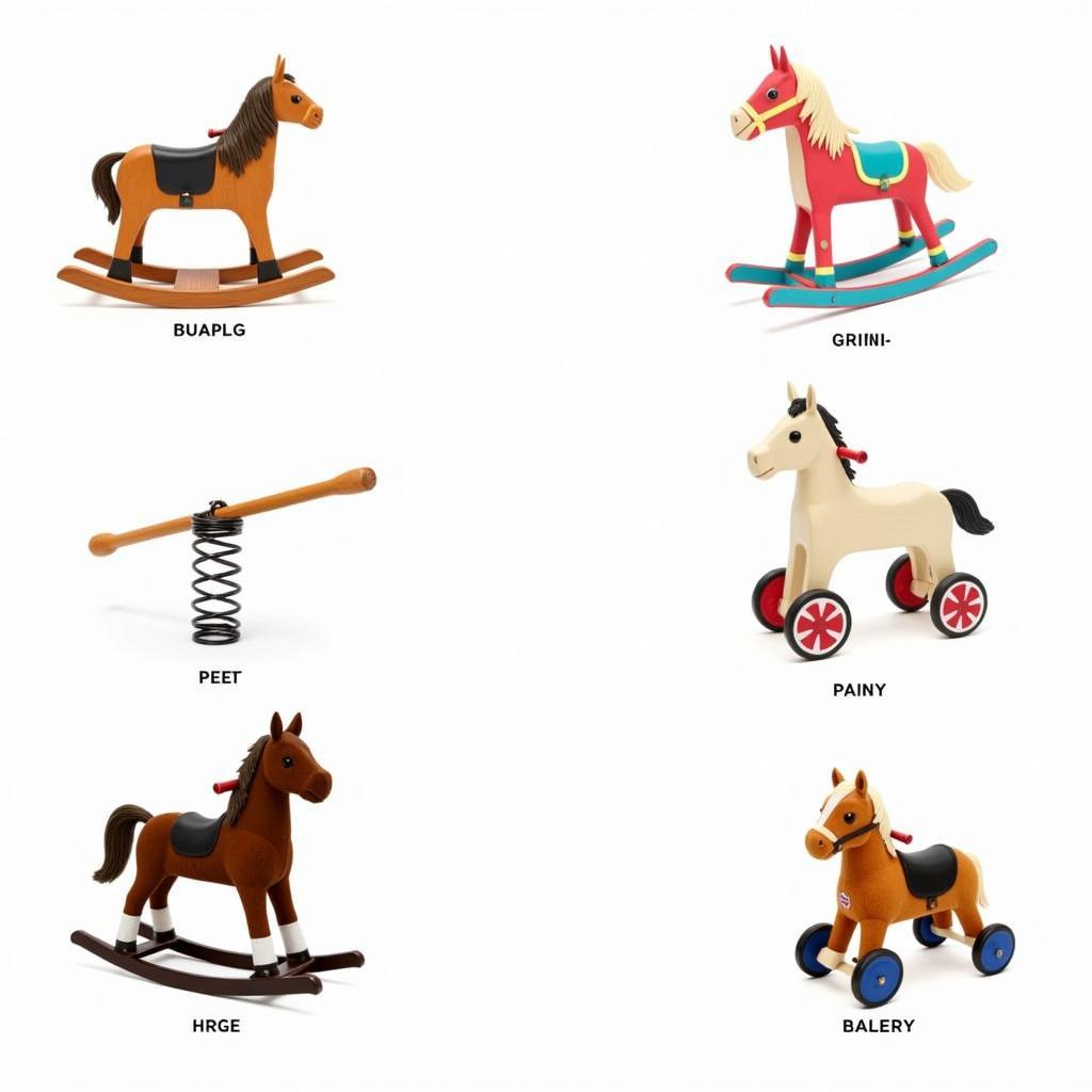 Various Types of Toy Ride-On Horses: Rocking, Stick, Spring, Push-Along, and Battery-Powered