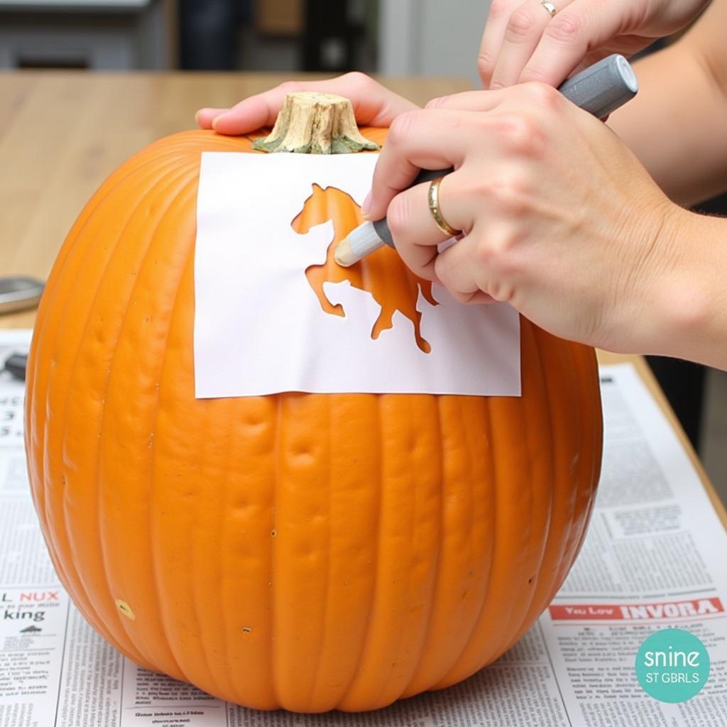 Transferring Horse Stencil to Pumpkin