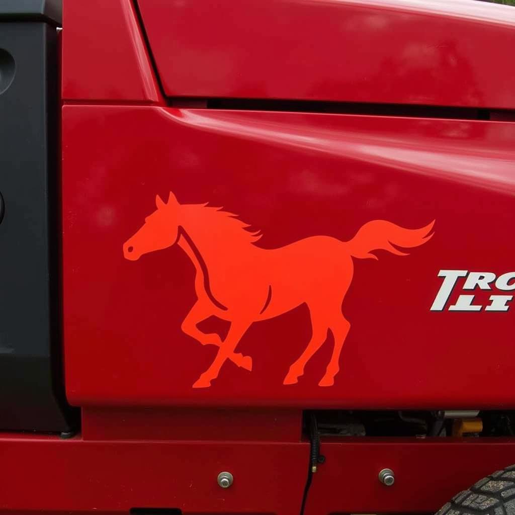 Troy Bilt Horse Decal Applied to a Rototiller