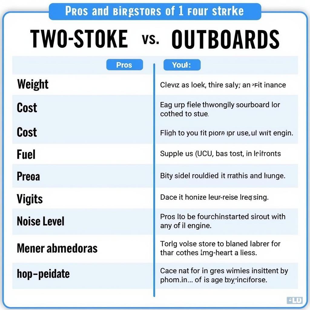 Comparison chart highlighting the key differences between two-stroke and four-stroke outboard motors.