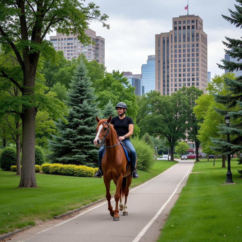 Horse riding in a designated city park