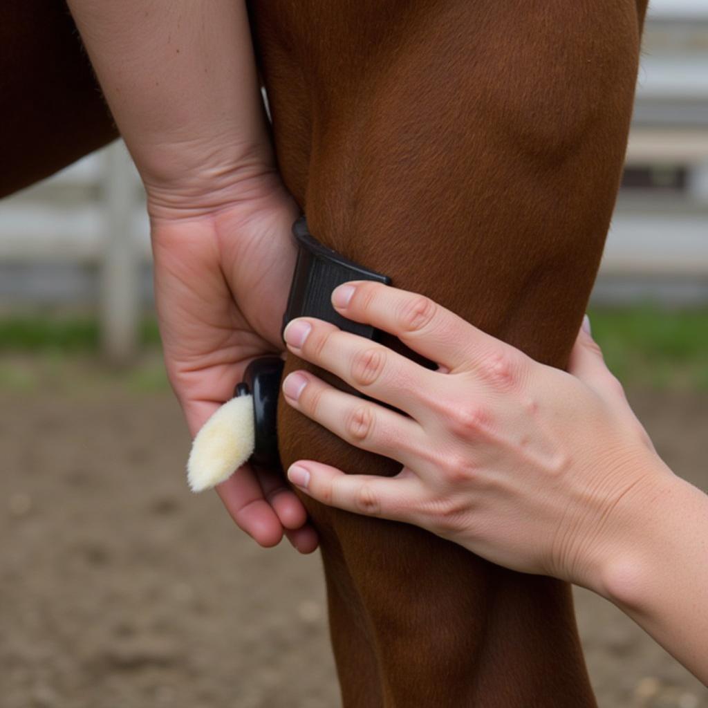 Using a Soft Brush on a Horse