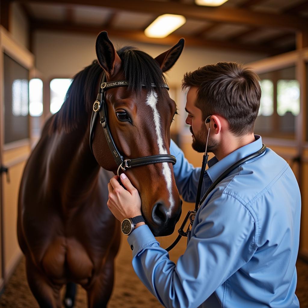 Veterinarian Examining a Walking Horse in Texas