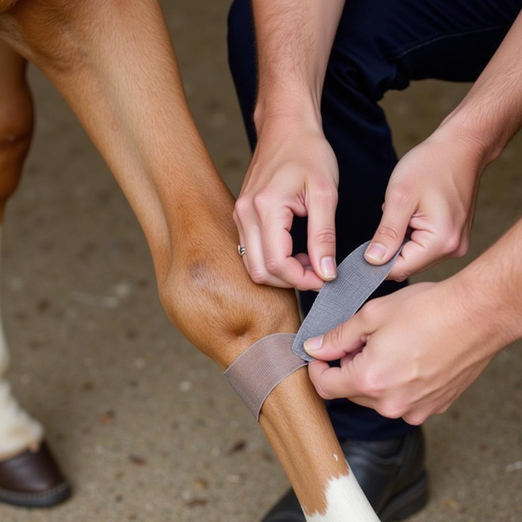 Applying Vet Wrap to a Horse's Leg