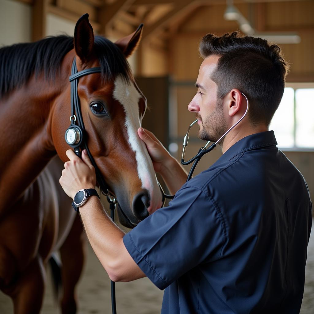 Veterinarian Conducting Pre-Purchase Examination