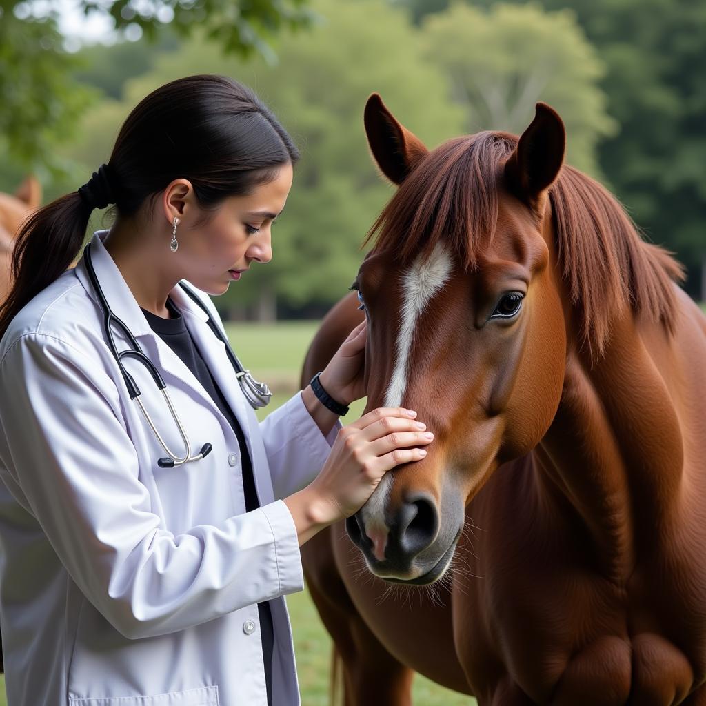 Veterinarian Examining a Horse