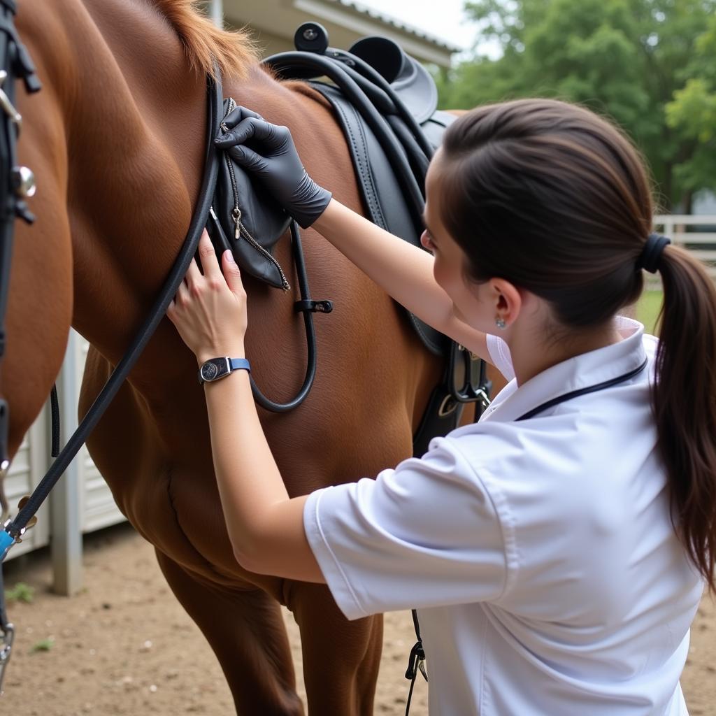 Veterinarian Conducting a Horse Examination