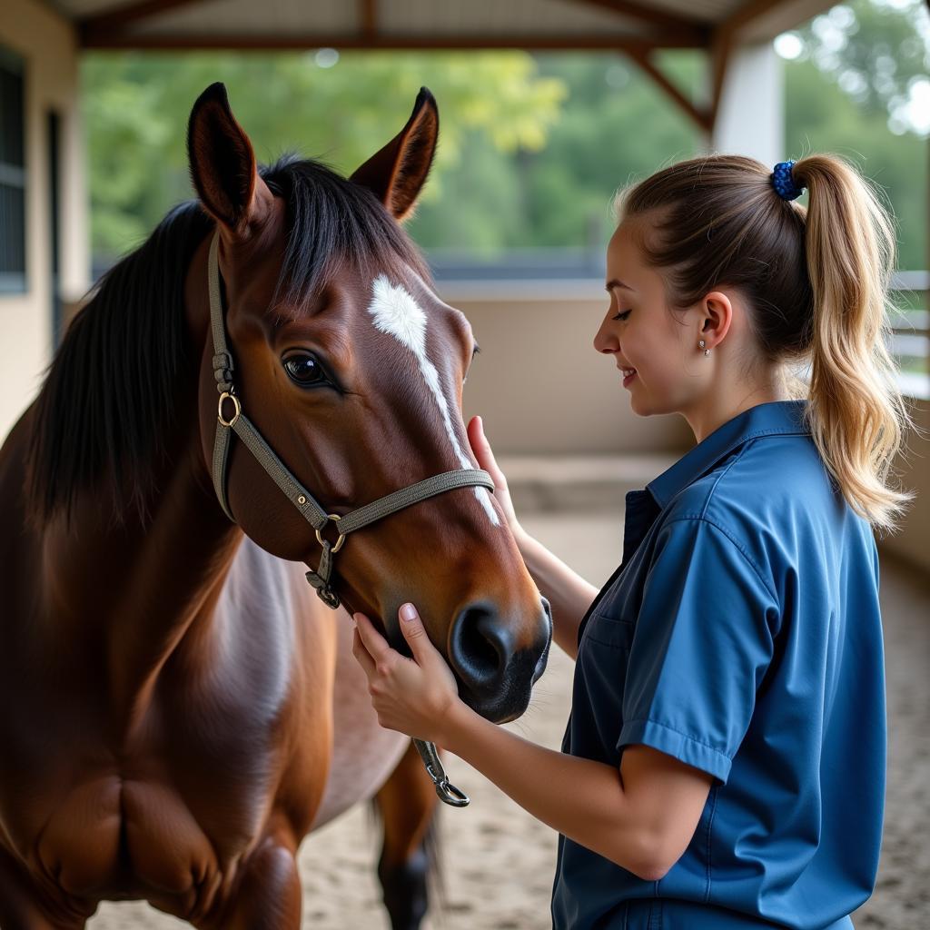 Veterinarian Examining a Horse