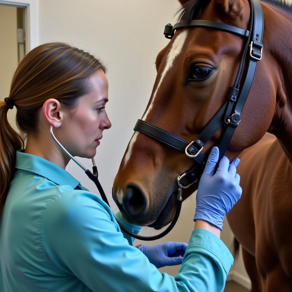 Veterinarian Examining a Horse